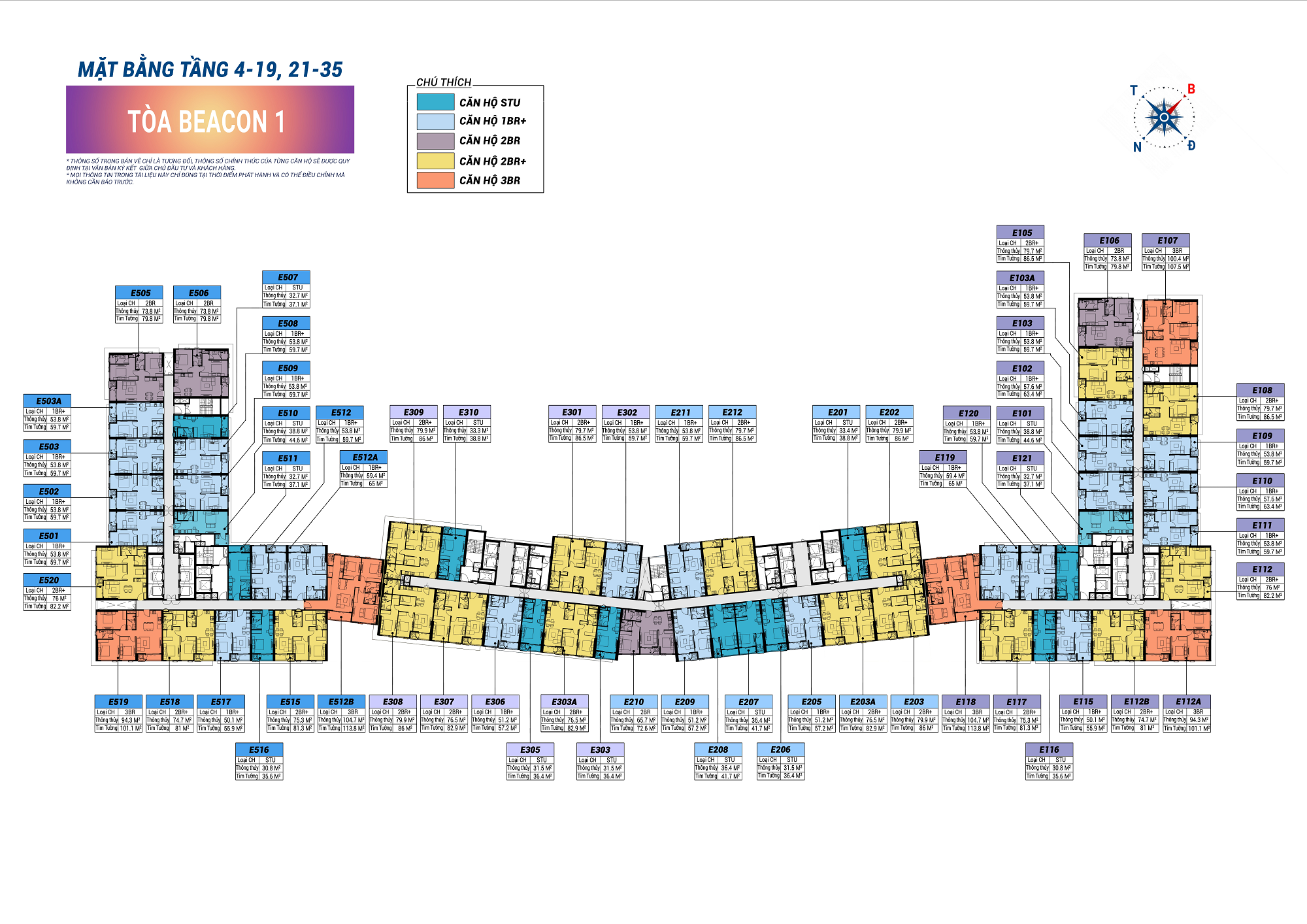 Mặt Bằng Tầng 4-19 đến 21-35